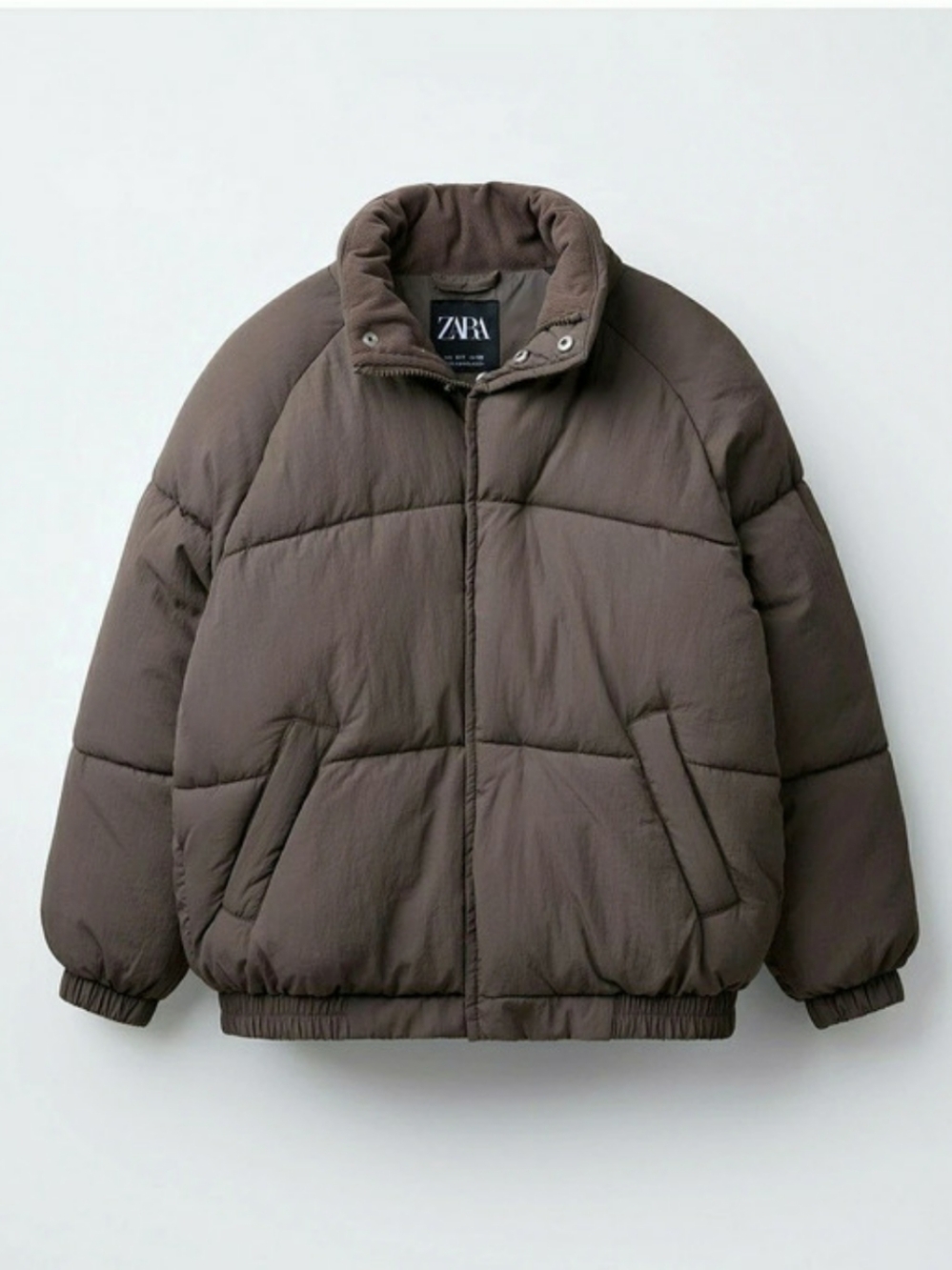 ZARA Kids  Stand-Up Collar Puffer Jacket Brown Size 13-14